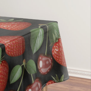 Mantel Patrón continuo con fresas y cerezas
