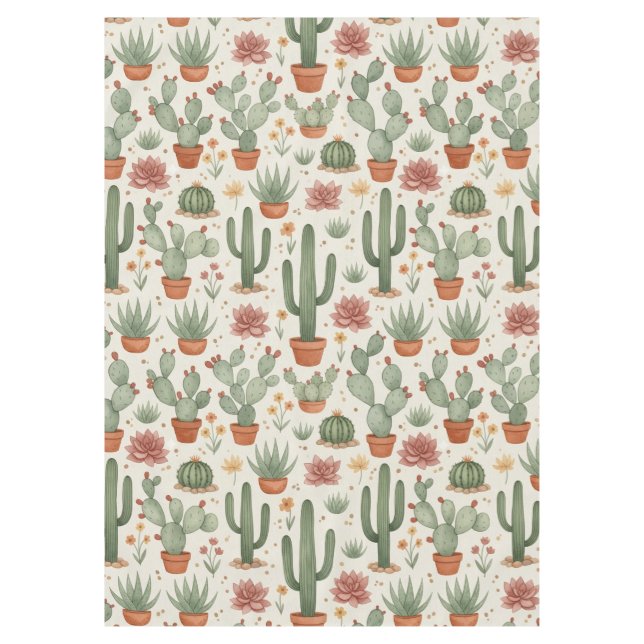 Mantel Patrón continuo de cactus suculentos del desierto (Anverso)