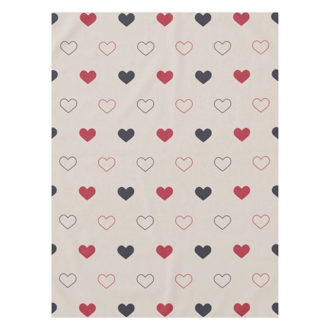 Mantel Patrón continuo de corazón beige y rojo Diseño min (Anverso)