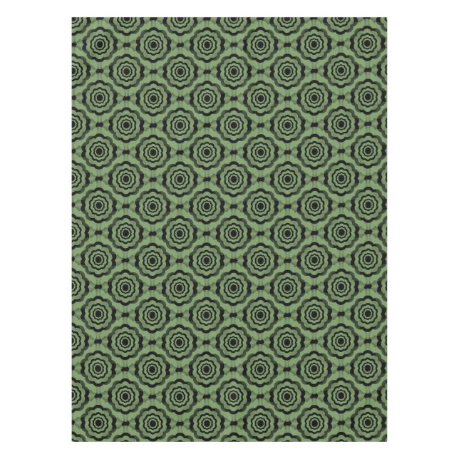 Mantel Patrón continuo de flor negra verde (Anverso)