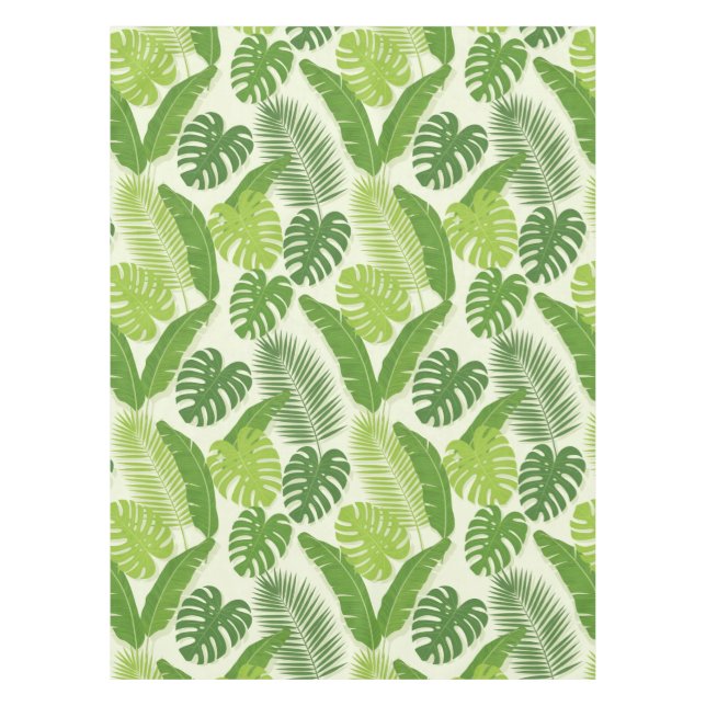 Mantel Patrón continuo de hojas tropicales y Monstera (Anverso)