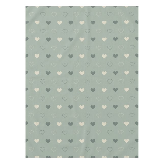Mantel Patrón continuo de rejilla de corazón verde apagad (Anverso)