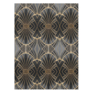 Mantel patrón de abanico Art Deco negro y dorado