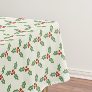 Mantel Patrón de acebo de Navidad Acebo verde Bayas rojas