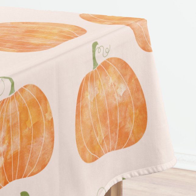 Mantel Patrón de acuarela de calabaza (Pumpkin watercolor pattern burnt orange and blush pink tablecloth)