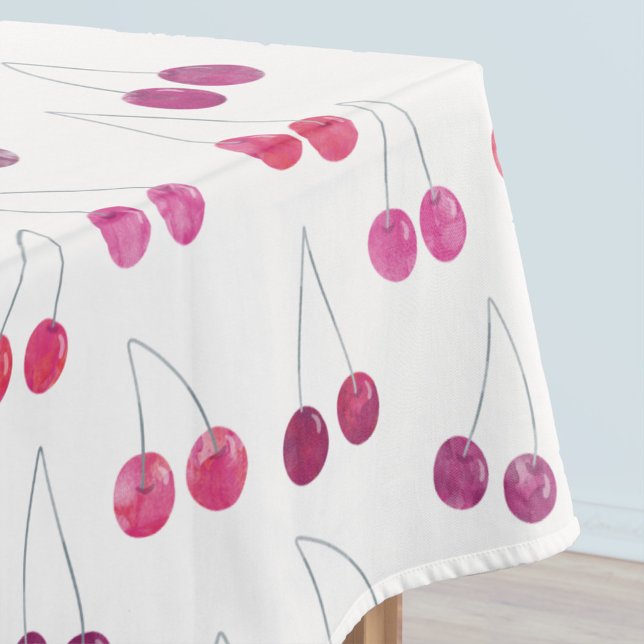Mantel Patrón de acuarela de cereza (Watercolor pink and white cherry pattern tablecloth)