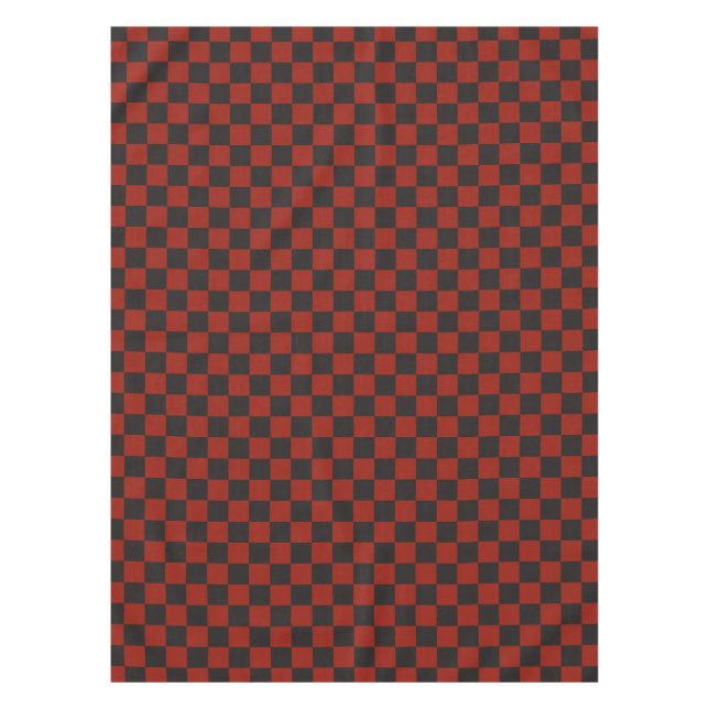 Mantel Patrón de ajedrez negro y rojo intenso (Anverso)