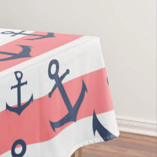 Mantel Patrón de anclaje azul marino de la correa corali