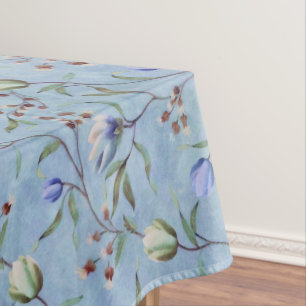 Mantel Patrón de anémones de tulipanes azules y blancos
