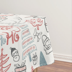 Mantel Patrón de árbol de navidad Santa caprichoso