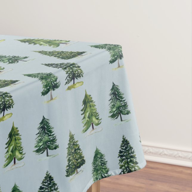 Mantel Patrón de árboles de pino Navidades de acuarela ve (In Situ)