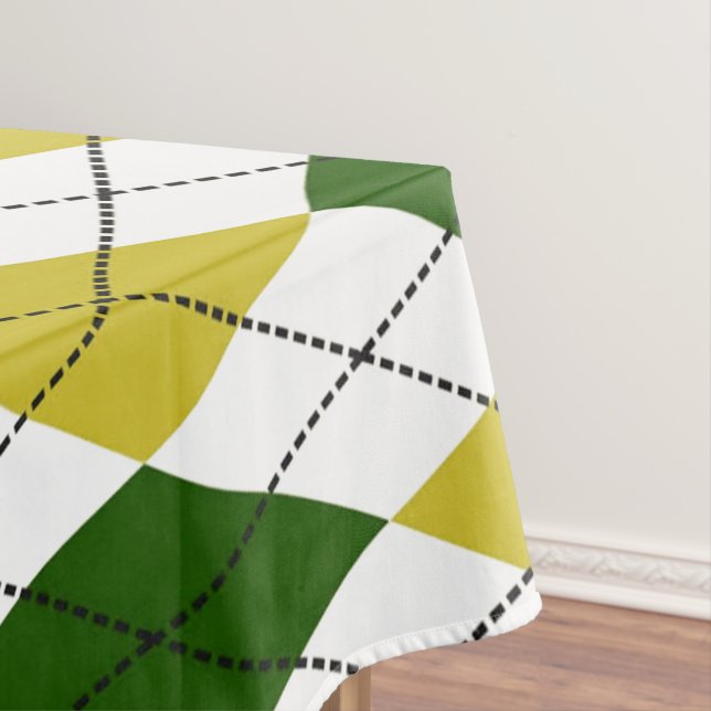 Mantel Patrón de Argyle verde y amarillo (In Situ)