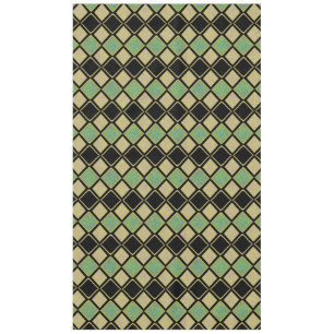 Mantel Patrón de Arlequín en Dorado, Verde y Negro