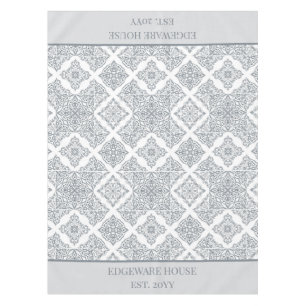 Mantel Patrón de azulejos españoles y grises y blancos 