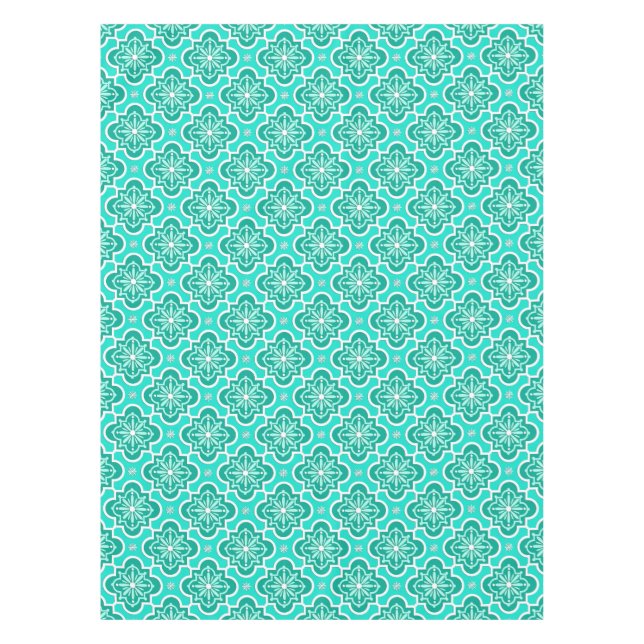 Mantel Patrón de azulejos marroquí - Turquesa y Aqua (Anverso)