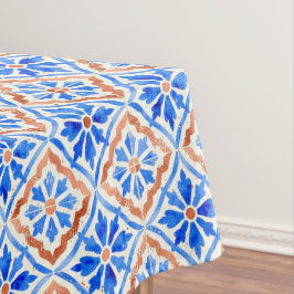 Mantel Patrón de Baldosa Mediterráneo Terracota Azul