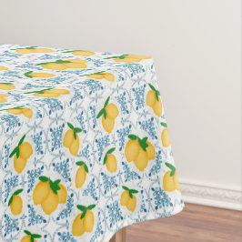 Mantel Patrón de baldosas florales de limón azul estilo c