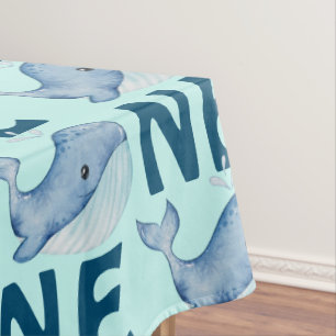 Mantel Patrón de ballenas acuáticas de un primer cumpleañ