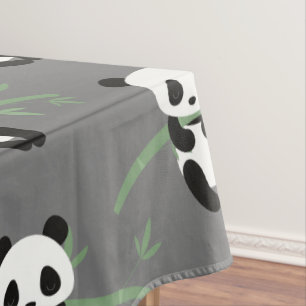 Mantel Patrón de bambú de oso panda mate gris