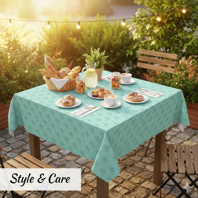 Mantel Patrón de bicicleta en Robin Egg Blue Elegant (Bicycle Pattern in Robin Egg Blue Elegant Tablecloth)