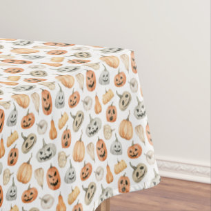 Mantel Patrón de calabaza de acuarela divertida