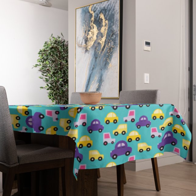 Mantel Patrón de coches de juguete multicolor (toy car tablecloth)