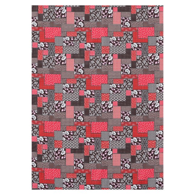 Mantel Patrón de colcha floral de patchwork retro (Anverso)