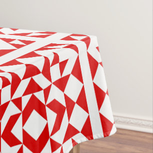 Mantel Patrón de colcha geométrica roja vintage de Navida