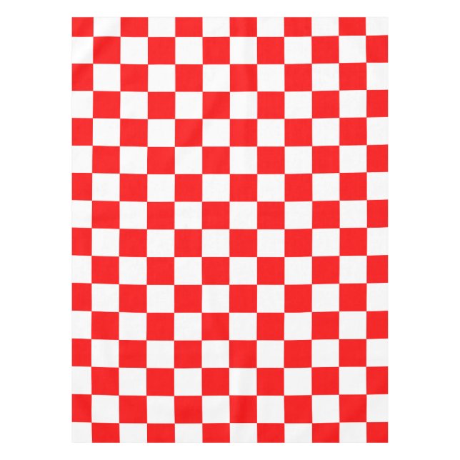 Mantel Patrón de comprobación de blanco rojo (Anverso)