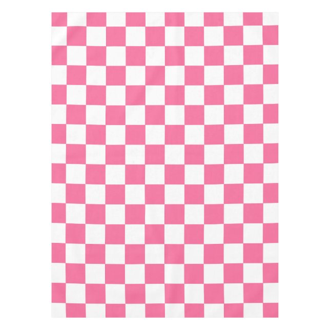 Mantel Patrón de comprobación de color blanco rosado (Anverso)