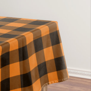 Mantel Patrón de comprobación de Gingham del Naranja Negr