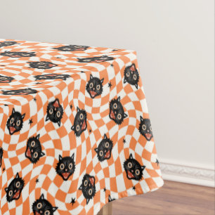 Mantel Patrón de comprobación de Naranja de gato negro re