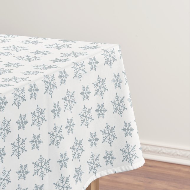 Mantel Patrón de copo de nieve azul claro sobre blanco (In Situ)