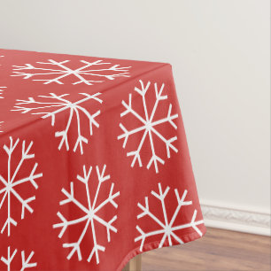 Mantel Patrón de copo de nieve rojo y blanco Navidad