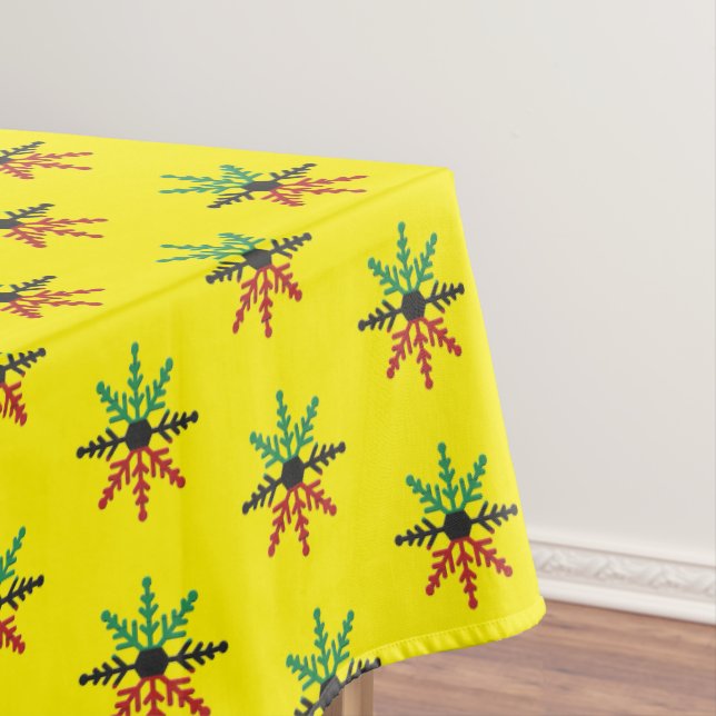 Mantel Patrón de copos de nieve amarillo verde rojo negro (In Situ)