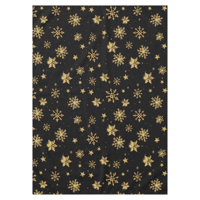 Mantel Patrón de copos de nieve de Navidades dorados (Anverso)