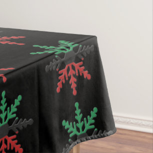 Mantel Patrón de copos de nieve verde negro rojo Kwanzaa