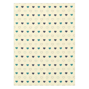 Mantel Patrón de Corazón Azul y Verde Agua en Fondo Crema