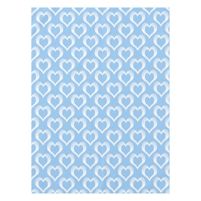 Mantel Patrón de corazón blanco azul (Anverso)