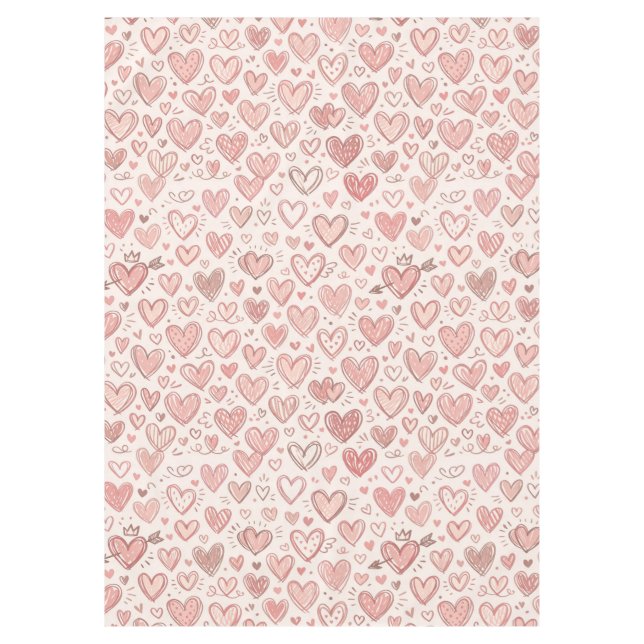 Mantel Patrón de corazón dibujado a mano (Anverso)