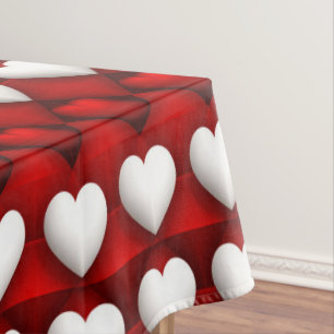 Mantel Patrón de corazón rojo y blanco
