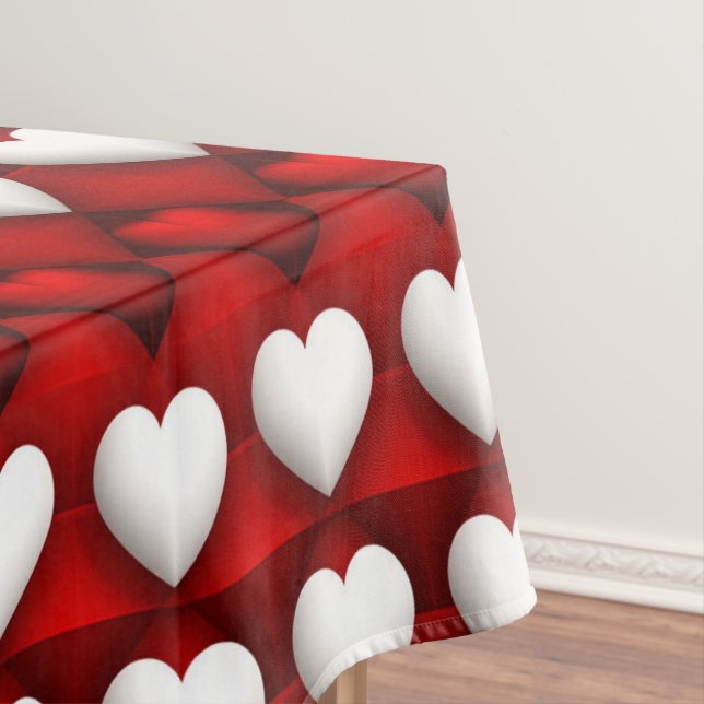 Mantel Patrón de corazón rojo y blanco (In Situ)