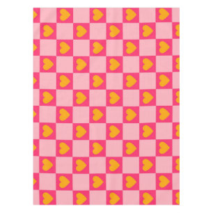 Mantel Patrón de corazones a cuadros rosa rojo amarillo a