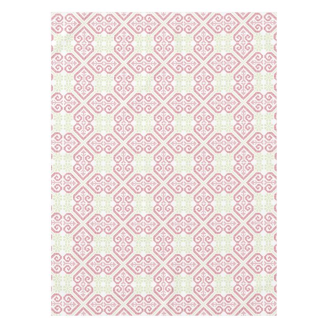 Mantel Patrón de corazones de bordado de costillas cruzad (Anverso)