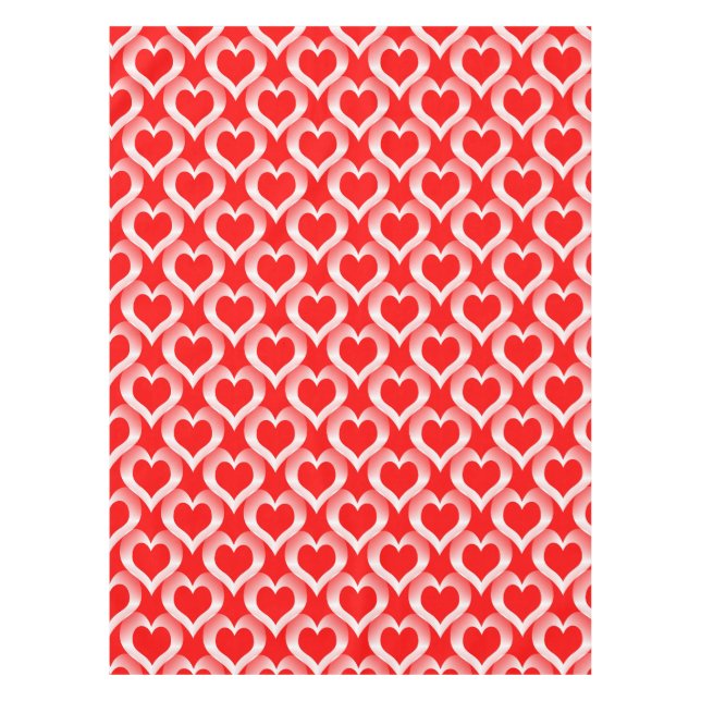 Mantel Patrón de corazones rojos blancos (Anverso)