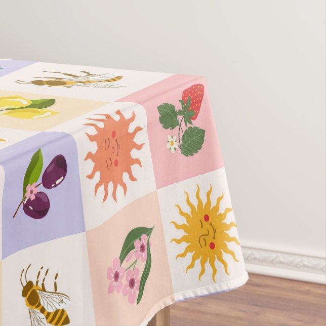 Mantel Patrón de Cuadrícula de Abejas de Abejas de Verano (In Situ)