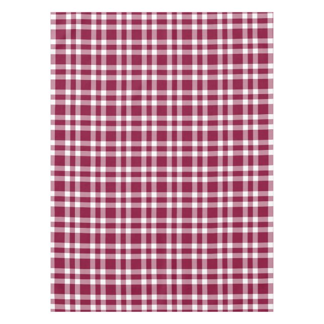 Mantel Patrón de Cuadro Burgundy Blanco (Anverso)