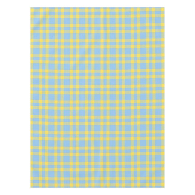 Mantel Patrón de Cuadro Escocés Azul Amarillo (Anverso)