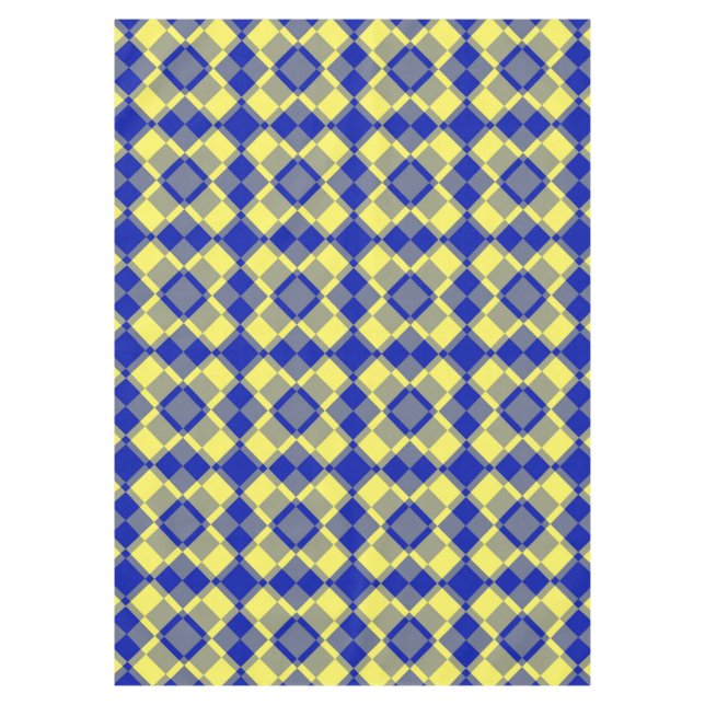 Mantel Patrón de cuadros argyle azul amarillo (Anverso)