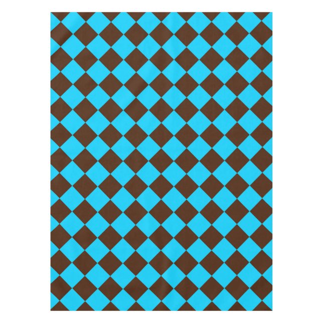 Mantel Patrón de cuadros de diamante azul marrón (Anverso)